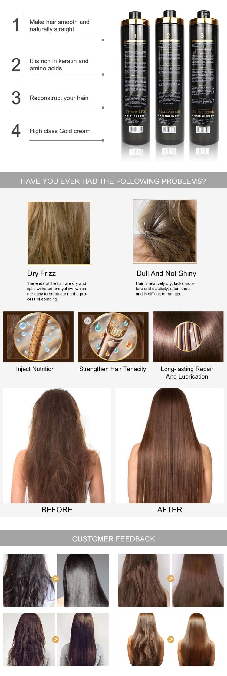keratine queen 8% formaldehyde hair keratin treatment series max straightening