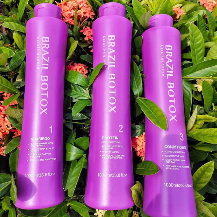 keratine queen brazil botox keratin hair treatment set 0% formaldehyde smoothing & straightening