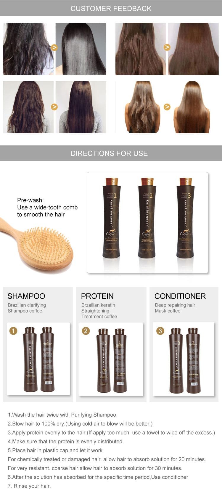 keratine queen 12% formaldehyde coffee brazilian hair keratin treatment series